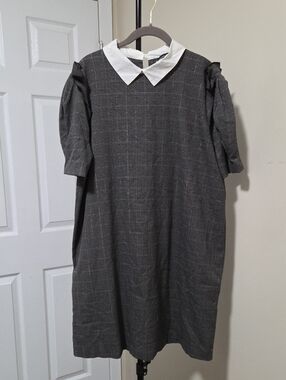 Pietro Brunelli Maternity Grey Plaid Dress with White Collar